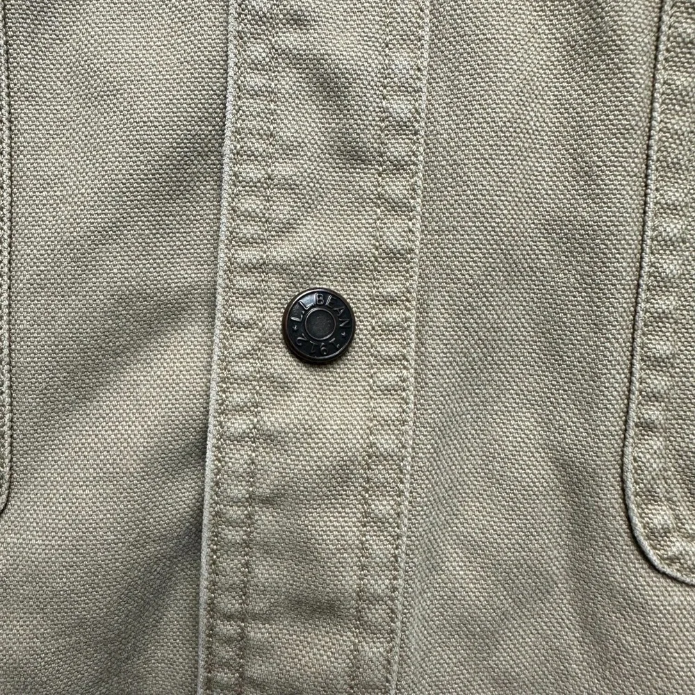 LL Bean Mens XL Tall Khaki Canvas Flannel Lined Shirt Jacket Plaid Heavy Cotton